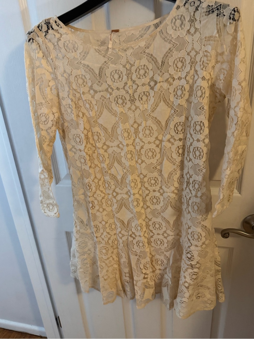 Free People Cream Floral Lace Top